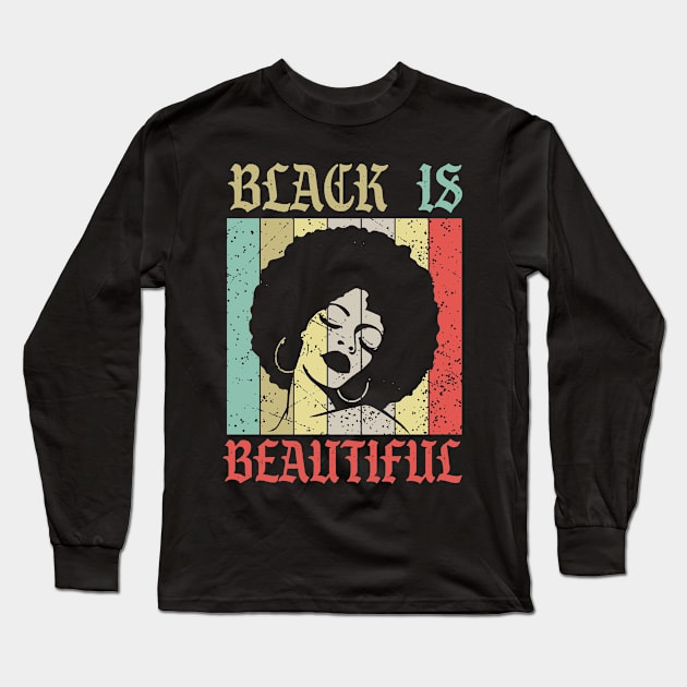 Black is beautiful retro Long Sleeve T-Shirt by Rayrock76